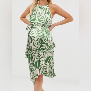 ASOS Maternity Green & White Leaf Print Dress